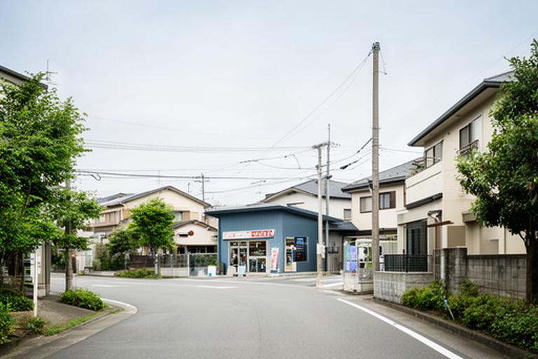 千葉県松戸市小金原一丁目の落ち着いた街並みと店舗へ向かう道路